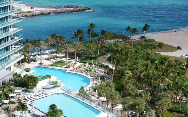 Resort pool by the sea